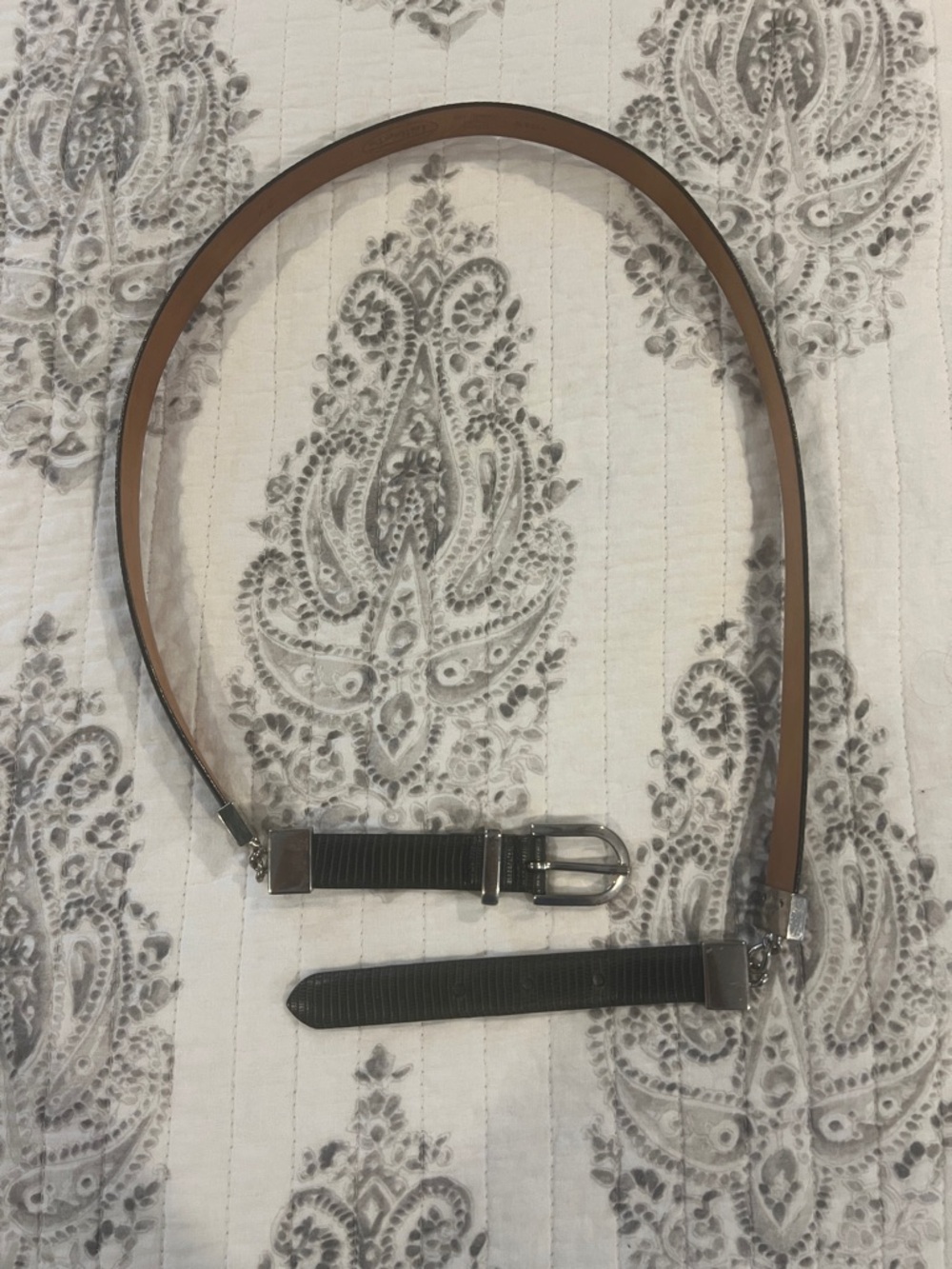 Talbots Black Women's Belt with Silver Buckle